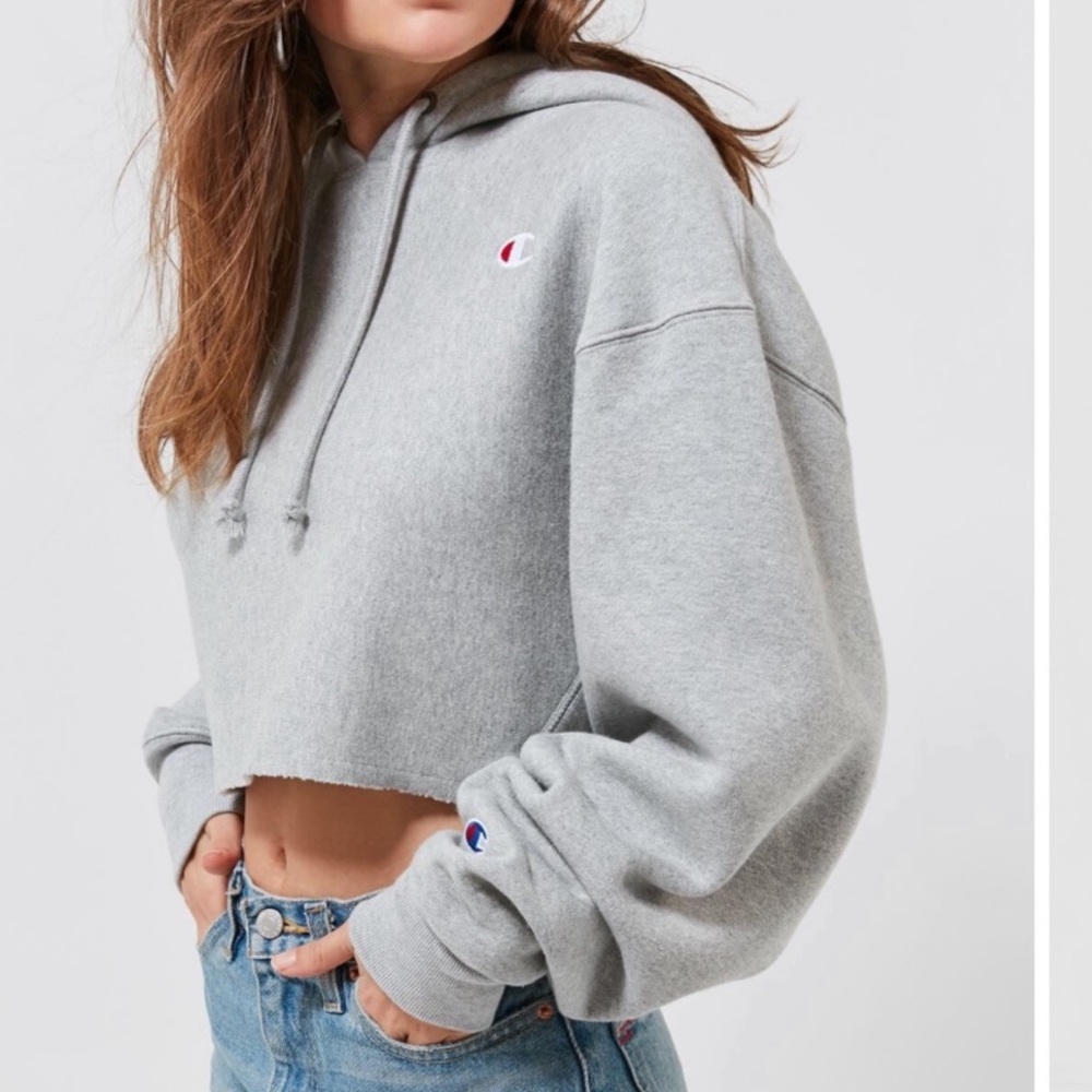 Champion Cropped Gray Hoodie
